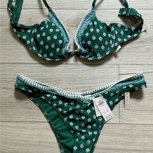Hollister Dark Green Floral Bikini Set